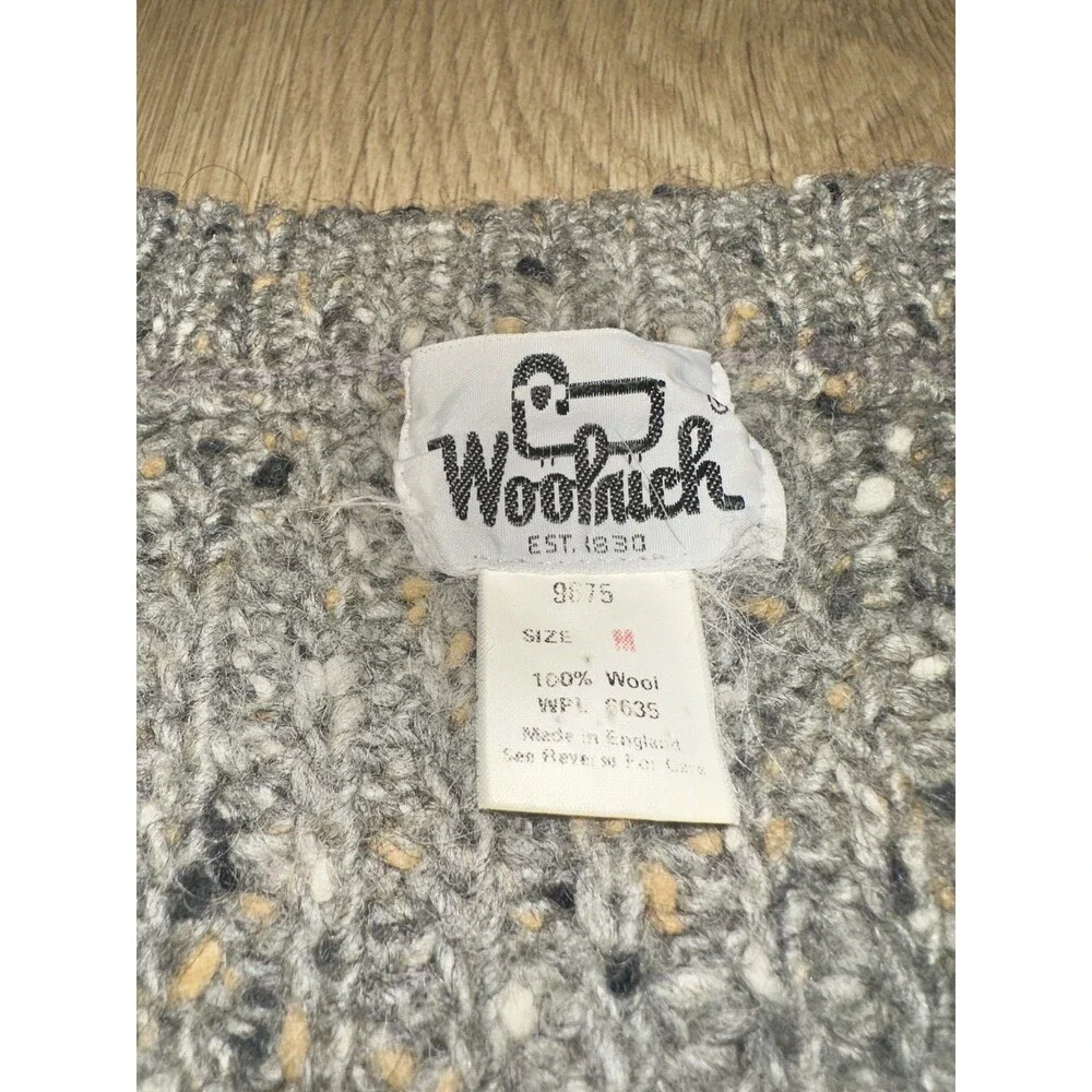 Vintage Woolrich 60s Knit Fisherman Sweater Beige Speckle Mens Sz Medium England
